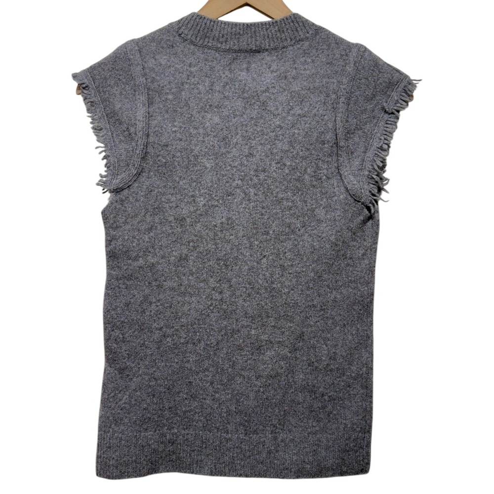 Faherty Colette Sweater Tee Womens XS Gray Yak‎ Merino Wool Fringe Crewneck - Picture 3 of 6